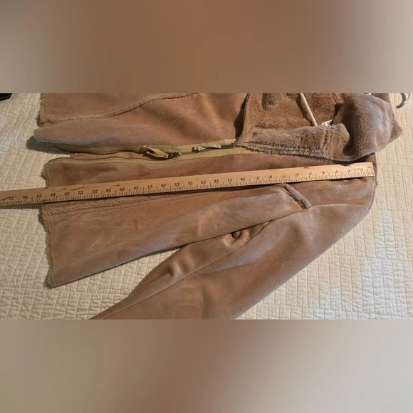 Monoreno Faux Fur Suede Women’s Tan Jacket Fleece Lined Zipper Sz L - Picture 10 of 11